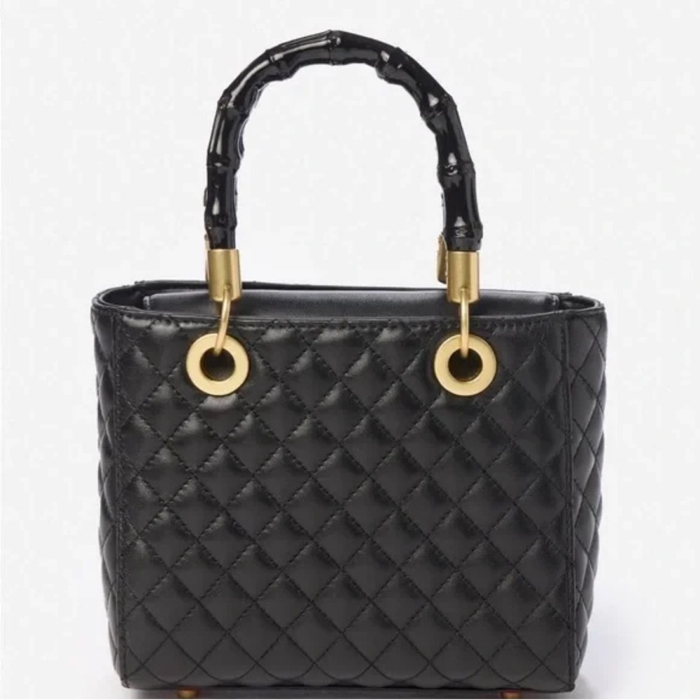 J.McLaughlin Top Handles | Mathilde Quilted Leather Handbag Black - COLOR BLACK